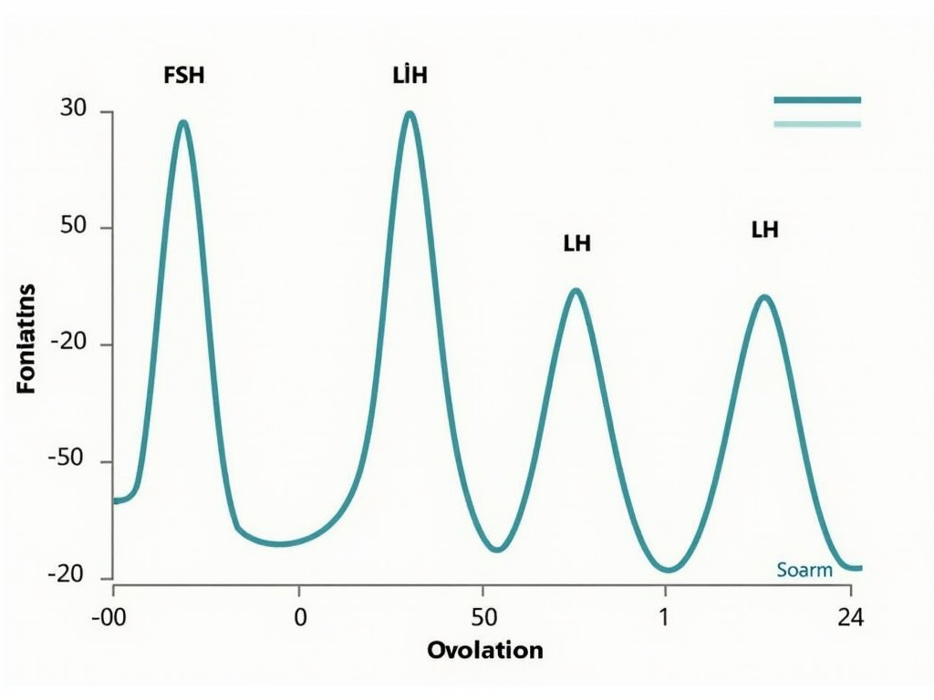 Graph of FSH and LH hormone levels during the menstrual cycle.