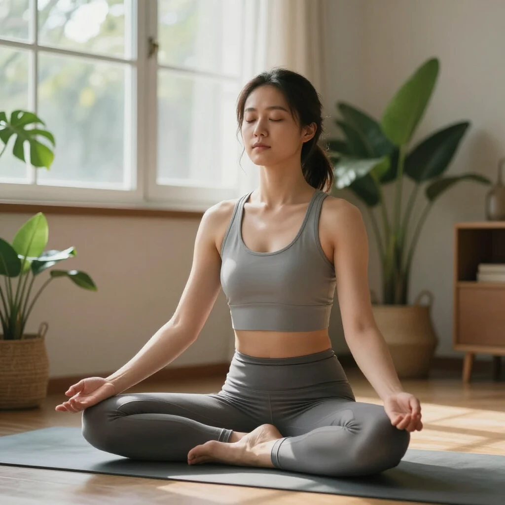Woman doing yoga to manage stress from infertility