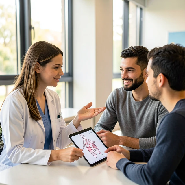 Fertility doctor discussing options with a couple