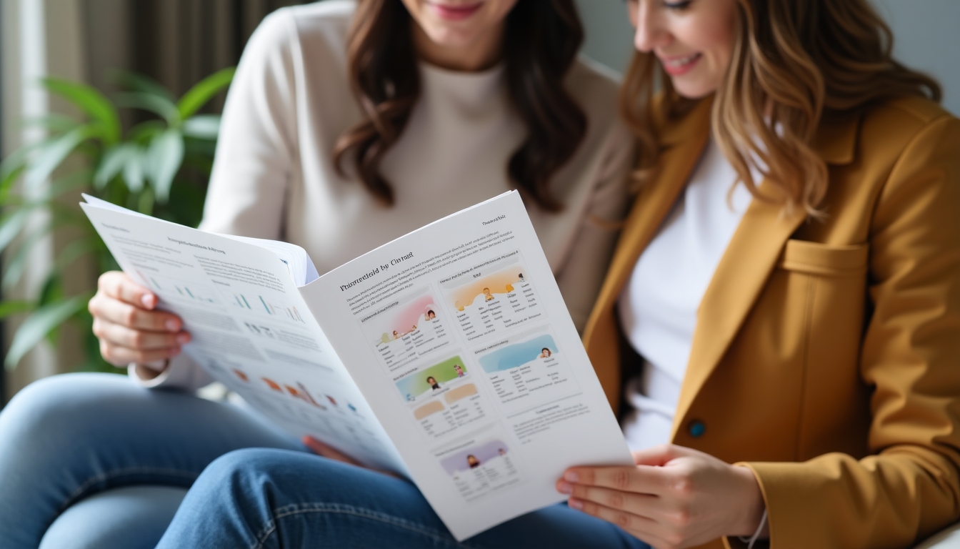 A couple reviewing fertility clinic packages, showcasing decision-making in healthcare choices.