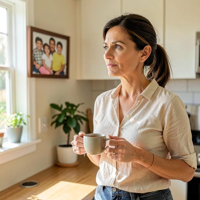 Woman in her 40s reflecting on her path to motherhood