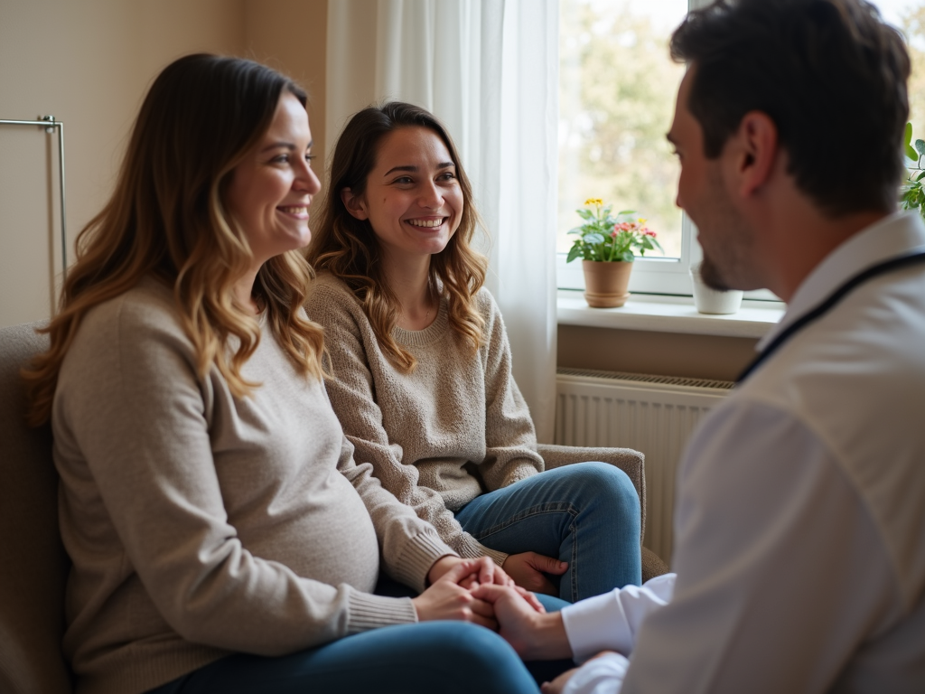Couple consulting fertility specialist