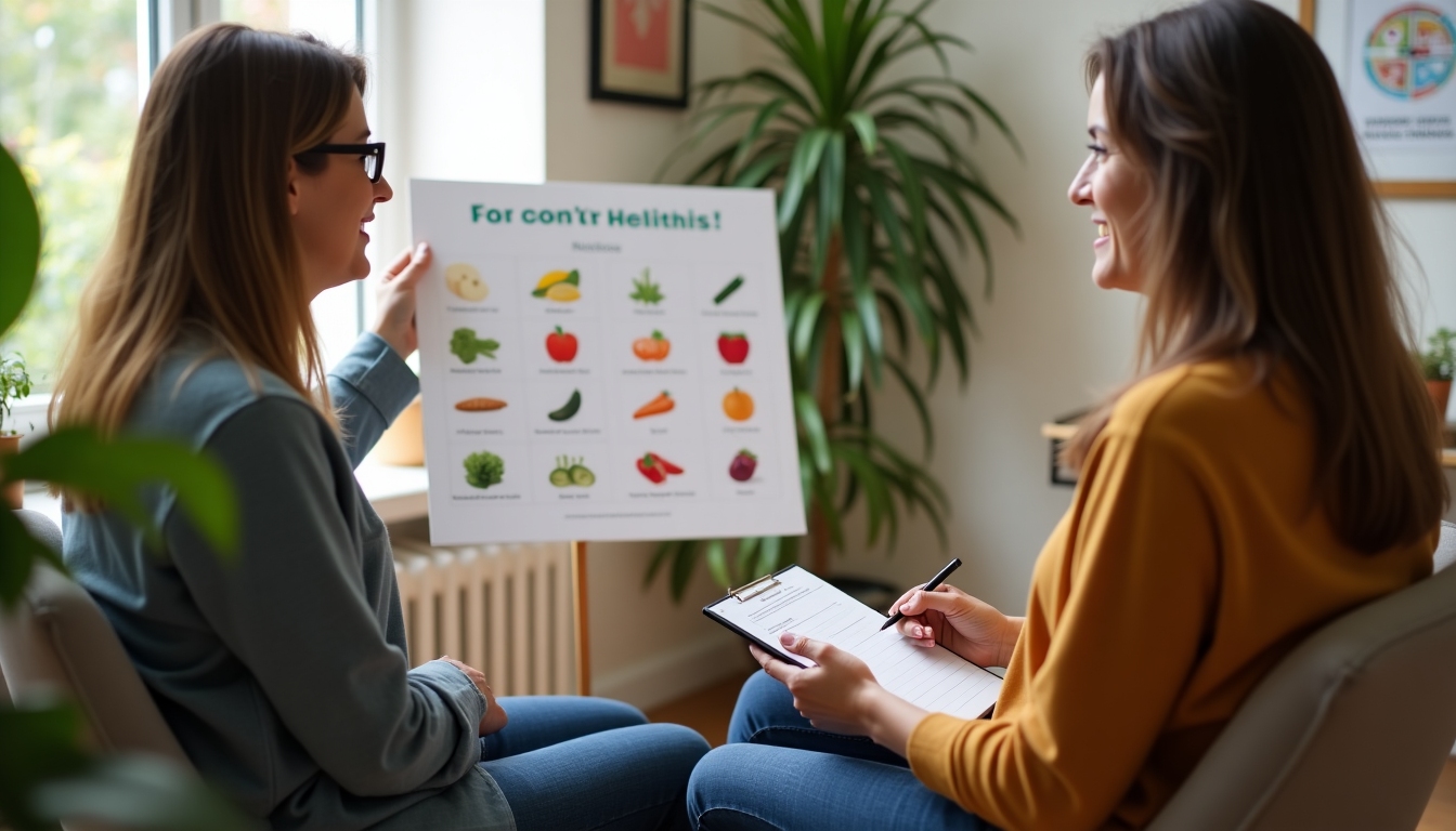 A diverse group of women consulting with a nutritionist about diet and lifestyle changes.