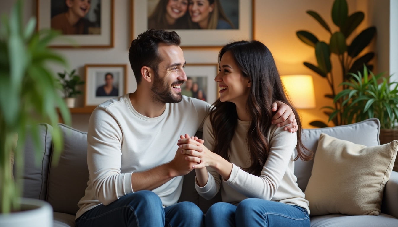 A comforting image showing a supportive partner expressing encouragement and relief.