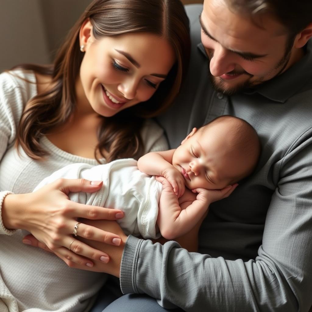 Family celebrating the birth of their child after successful egg freezing.