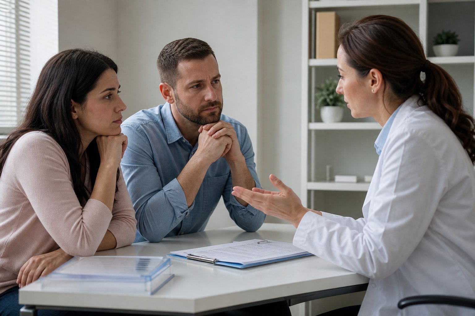Doctor consulting with a couple about fertility treatments