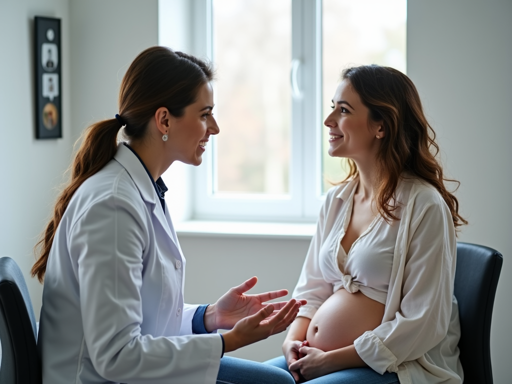Fertility doctor explaining ovarian stimulation to patient