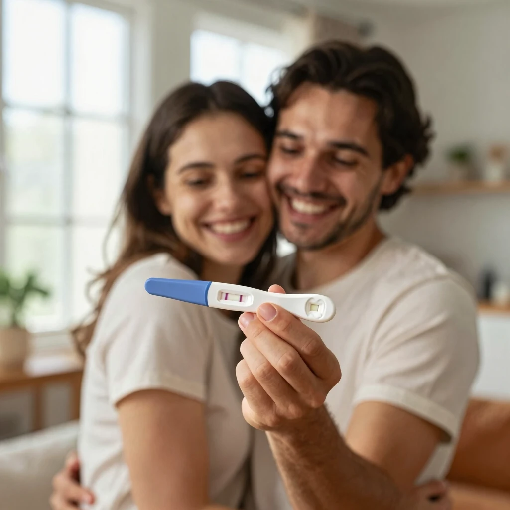 Couple celebrating pregnancy success