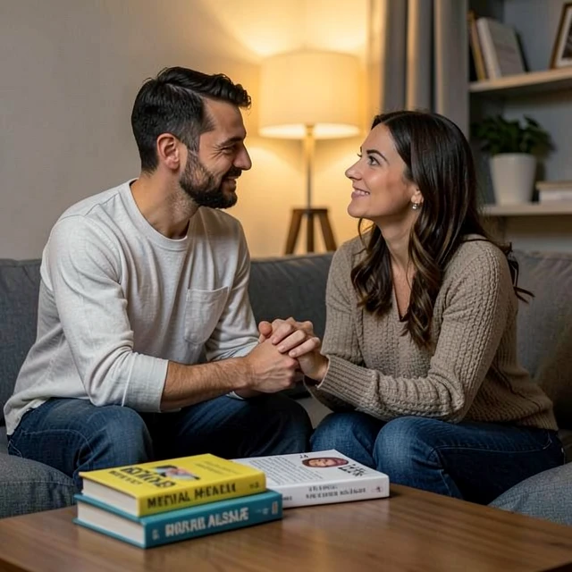 Couple discussing infertility supportively