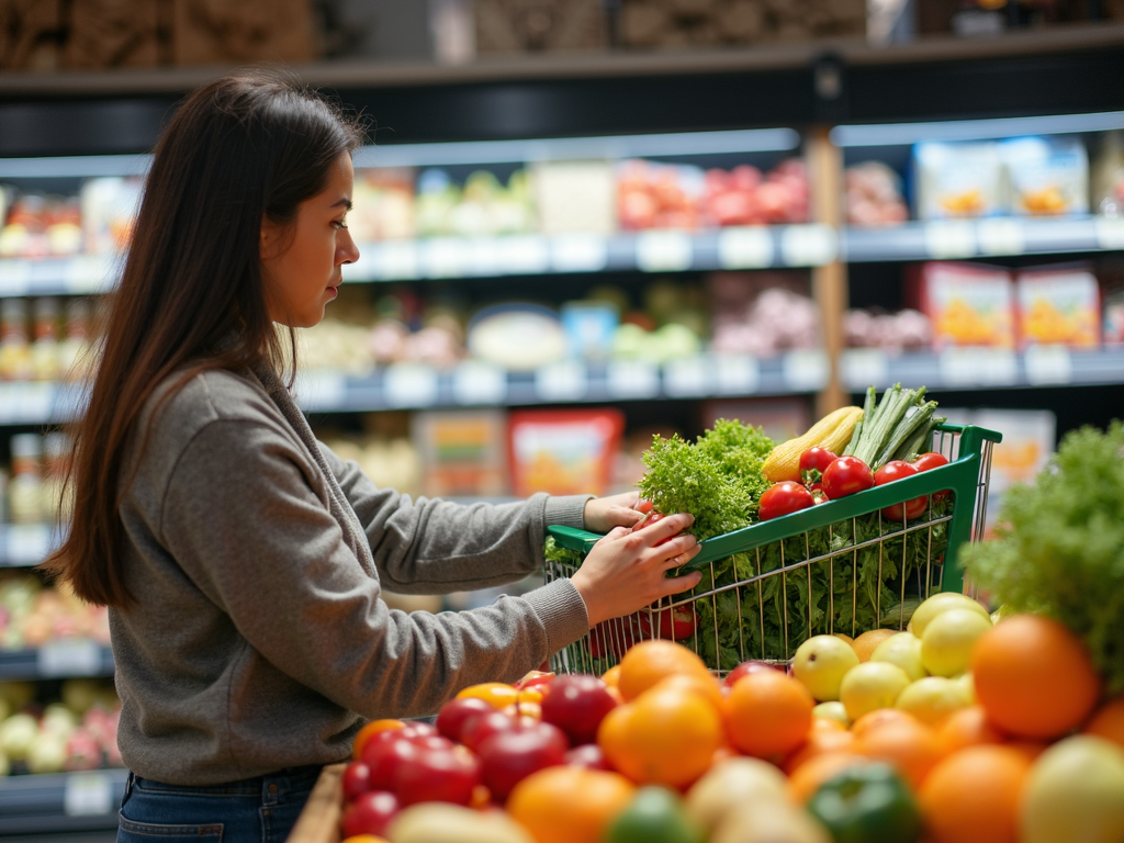 A woman selecting healthy foods for fertility