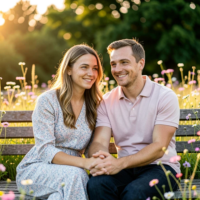 Hopeful couple beginning their fertility journey in a peaceful park setting