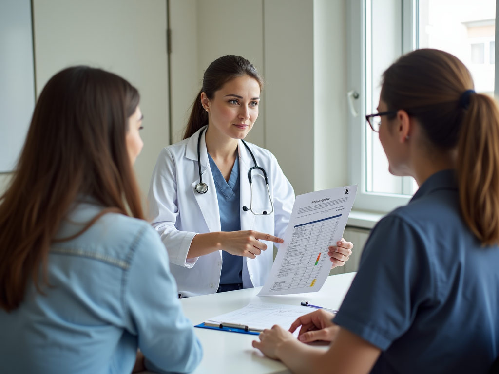 Doctor explaining infertility causes to couple