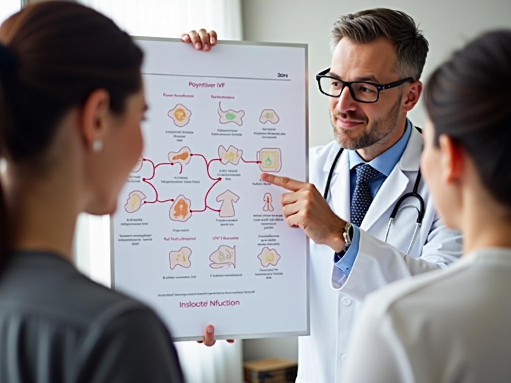 A doctor explaining the IVF process to a patient.