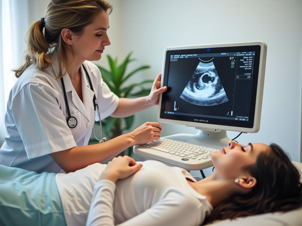 A nurse preparing an ultrasound, showing the careful monitoring of fertility treatment.