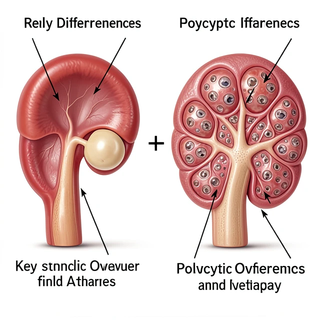 Comparison of healthy ovary versus polycystic ovary in PCOS