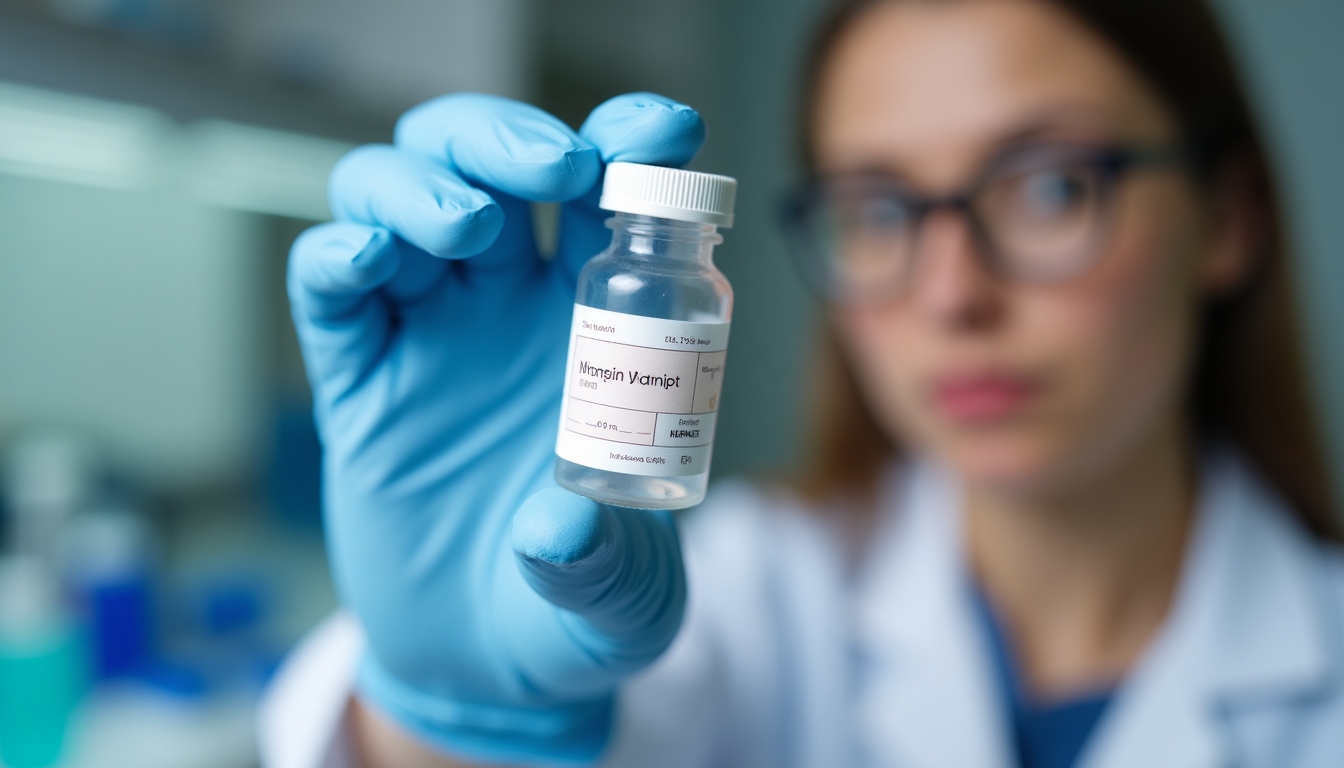 Medical professional holding a frozen embryo sample, demonstrating the embryo freezing process.