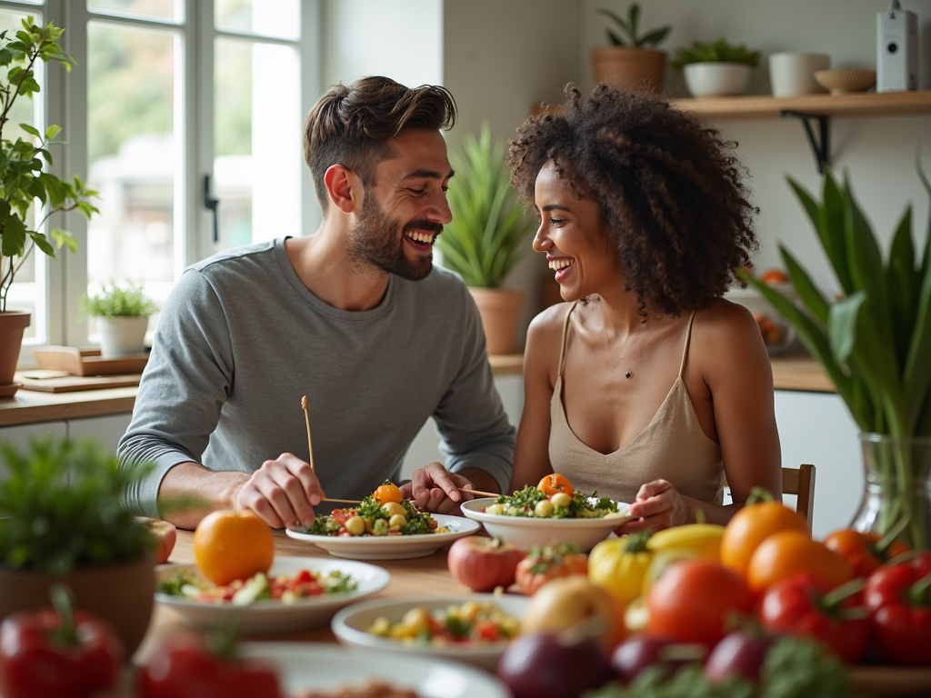 Couple enjoying a healthy meal