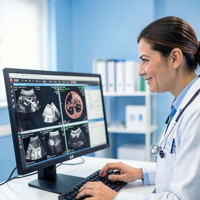 Fertility specialist examining advanced diagnostic results