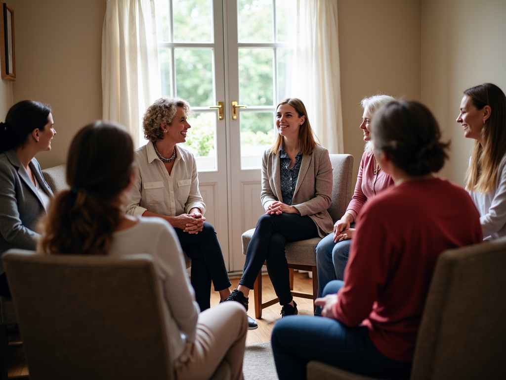 Support group for cancer patients discussing fertility