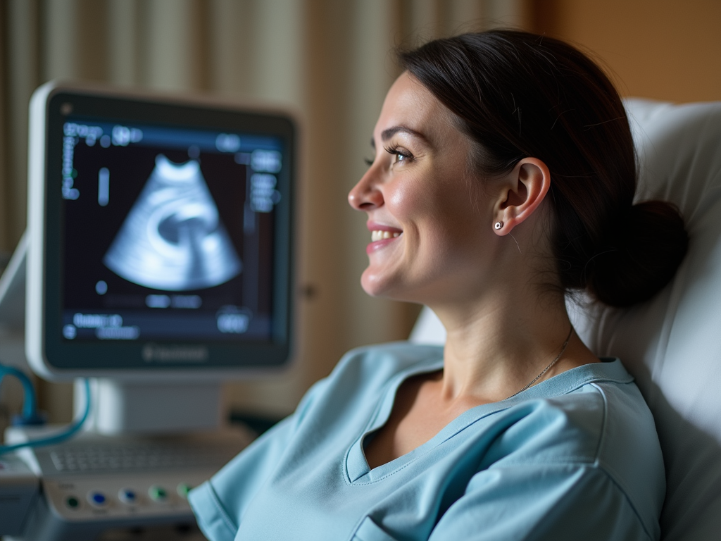 Woman during egg retrieval procedure for fertility preservation.