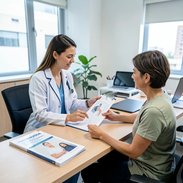Doctor consulting with cancer patient about fertility preservation options