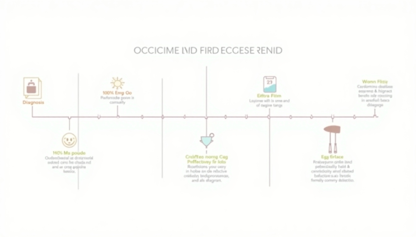 A timeline showing the stages of fertility preservation for endometriosis