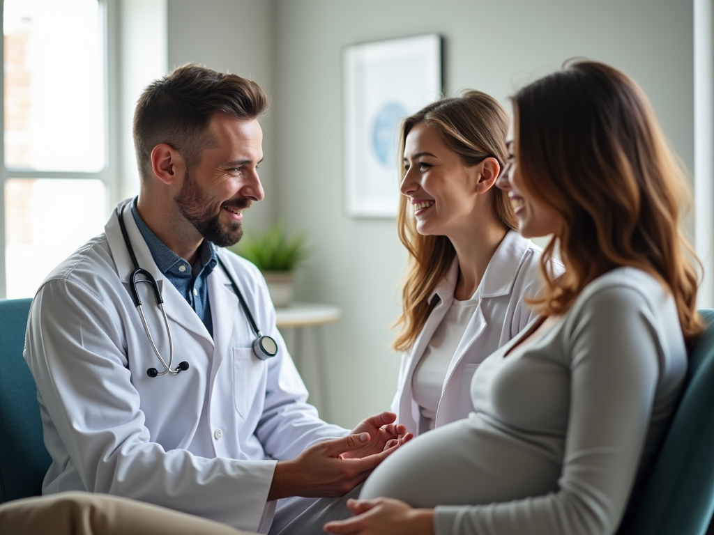 Fertility doctor explaining IVF process to a couple.