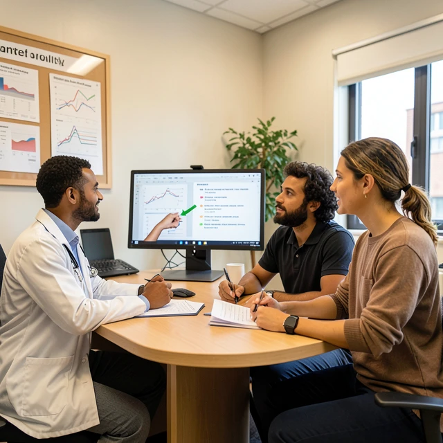 Doctor discussing fertility treatments with a couple