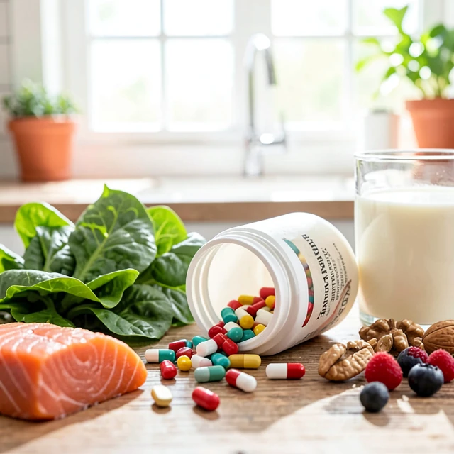 Prenatal vitamins and nutrient-rich foods for fertility support