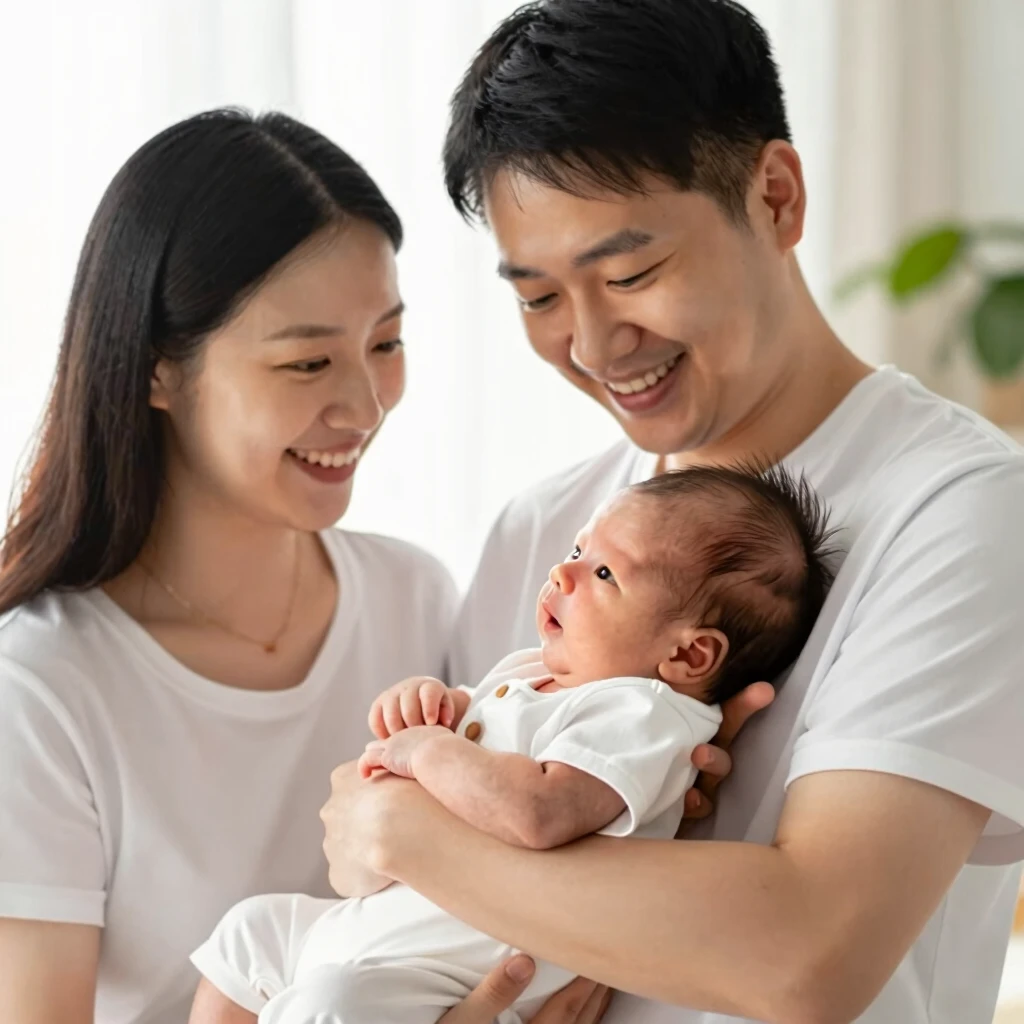 Happy family after successful male infertility treatment