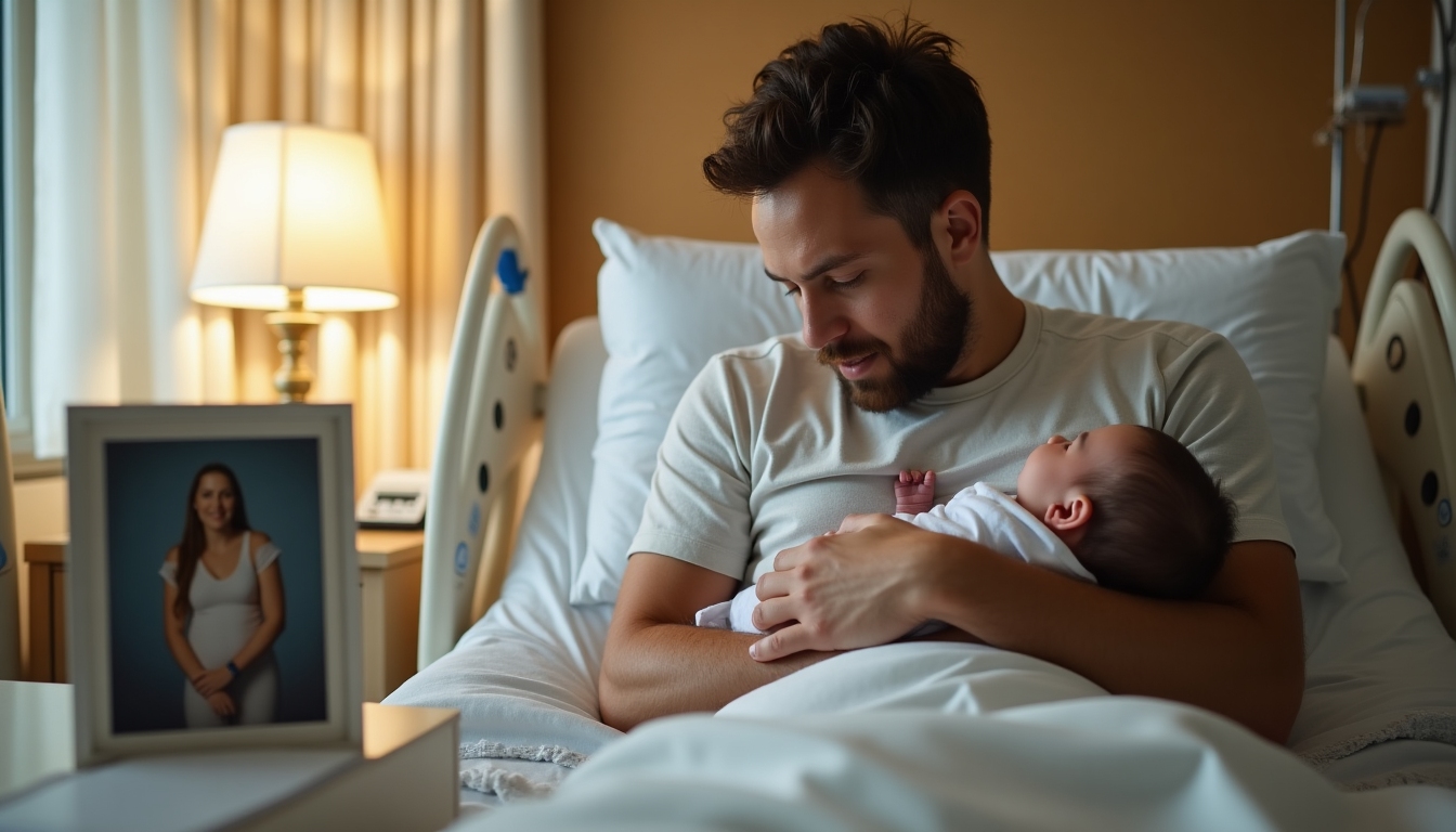 Father joyfully holding his baby, representing hope after fertility preservation.