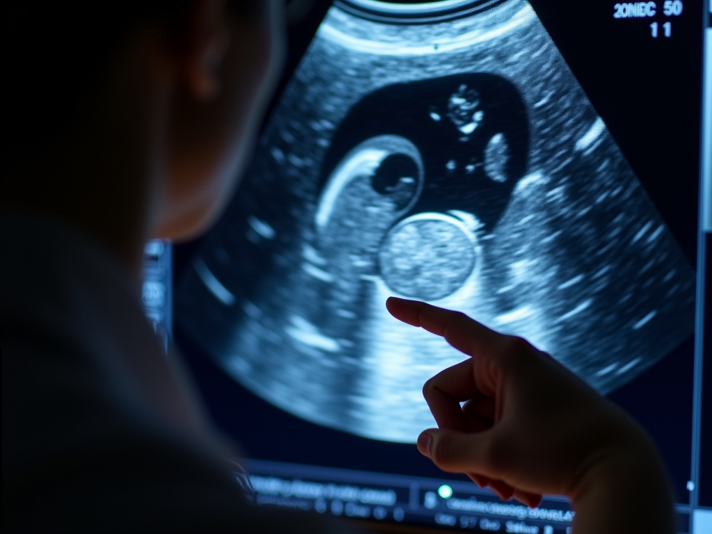 Ultrasound showing ovarian follicles during stimulation