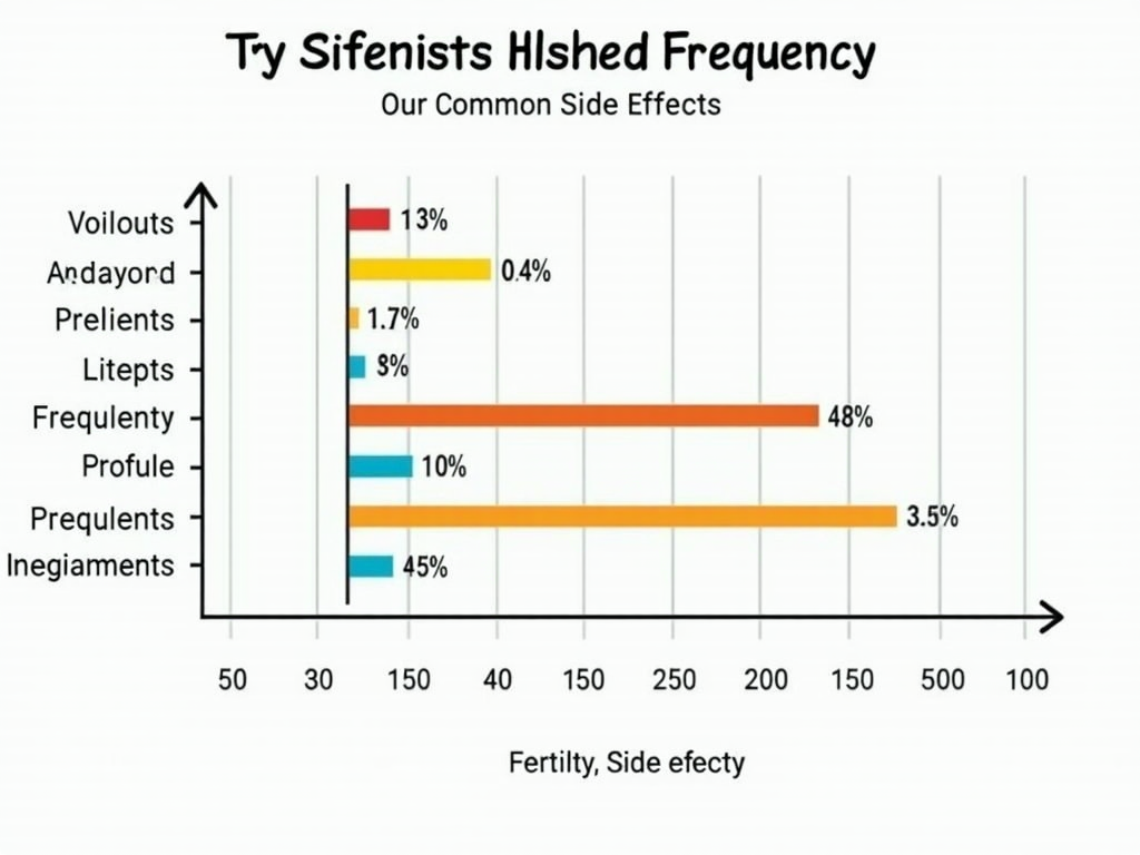 Bar graph illustrating the frequency and severity of side effects from various fertility drugs.