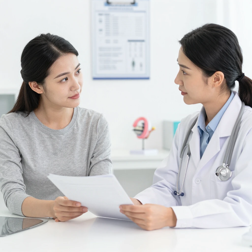 Woman consulting with doctor about fertility options in a supportive setting