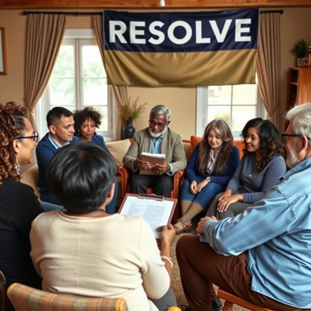 Support group meeting for infertility with RESOLVE banner