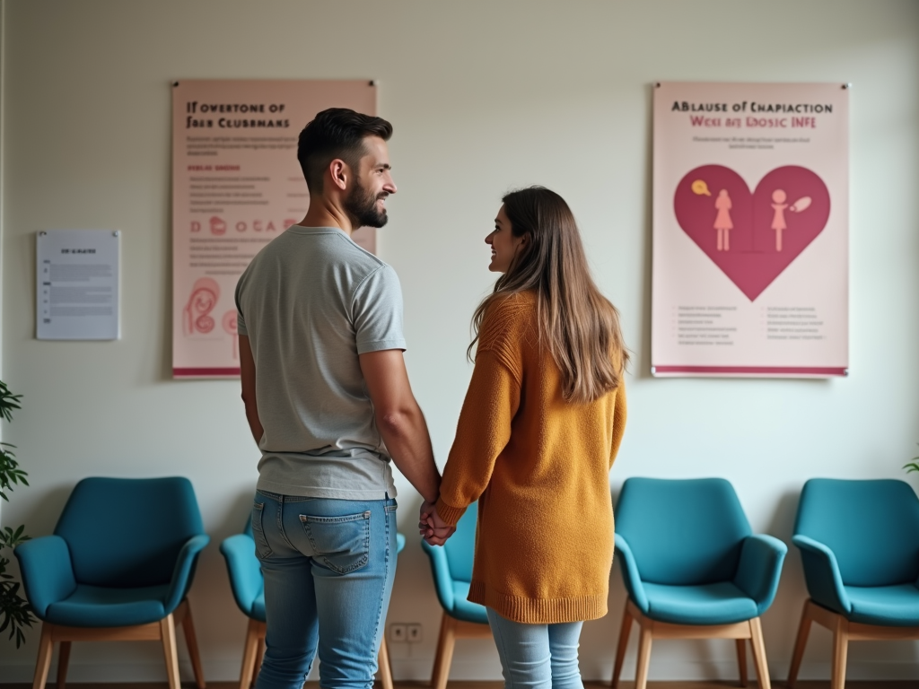 Couple awaiting embryo transfer consultation