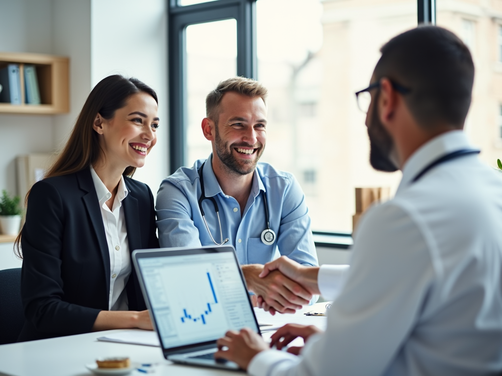 Couple meeting reproductive endocrinologist