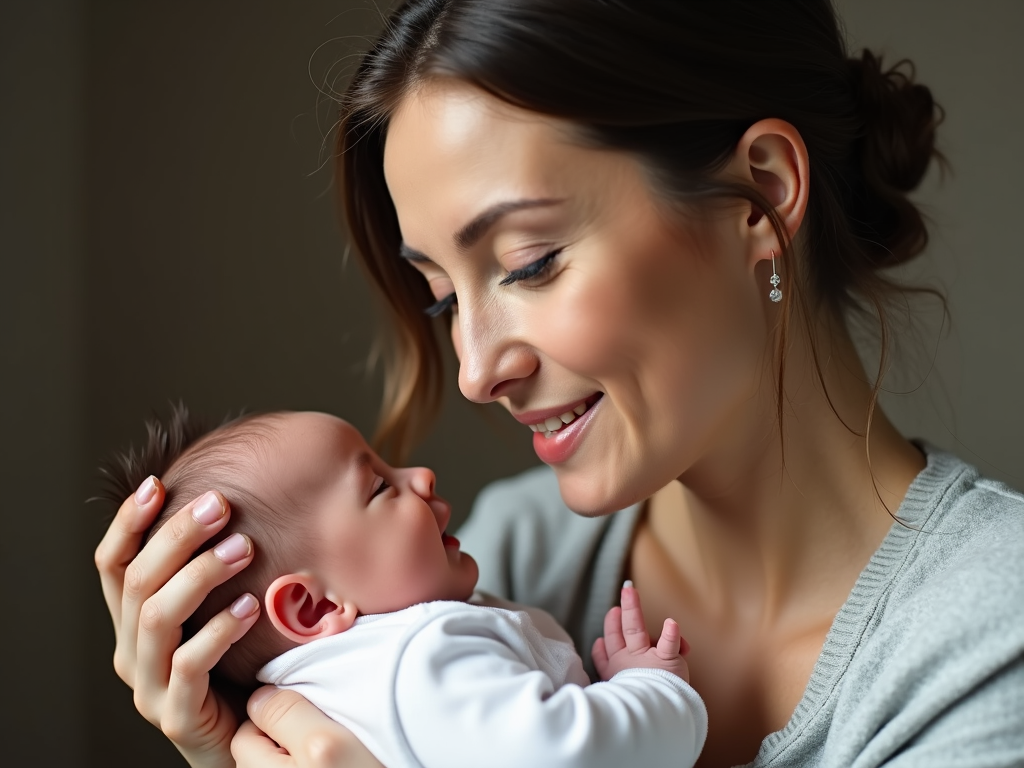 A single mother embracing her newborn, representing the fulfillment of her dream through fertility treatments.