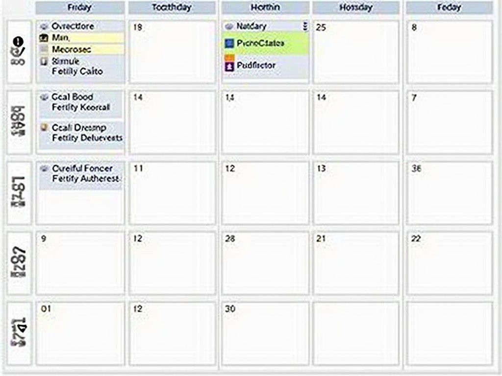 A detailed calendar showing a timeline for fertility preservation decisions and cancer treatment.