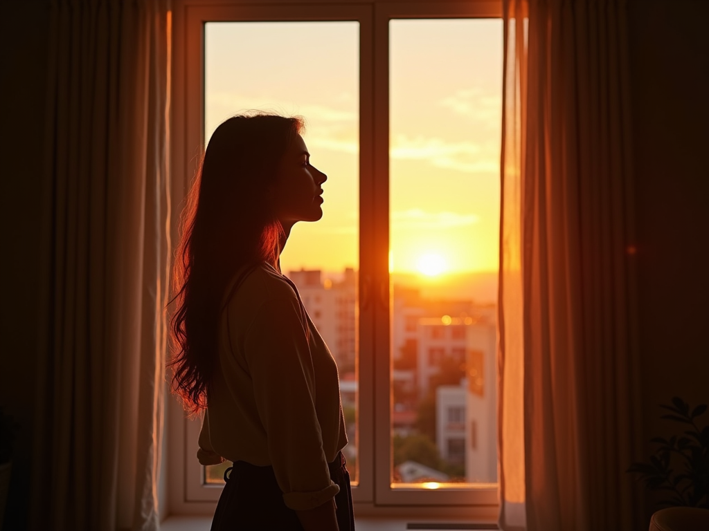 An individual reflecting at sunrise, symbolizing hope and resilience after fertility preservation.