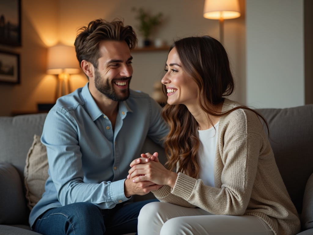 Couple in fertility clinic waiting room