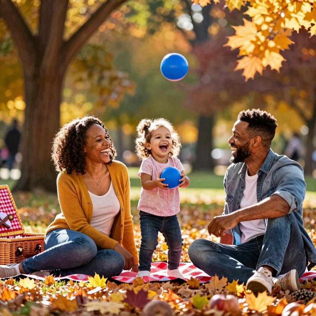 Gay dads enjoying a family picnic with their young daughter in a sunny park