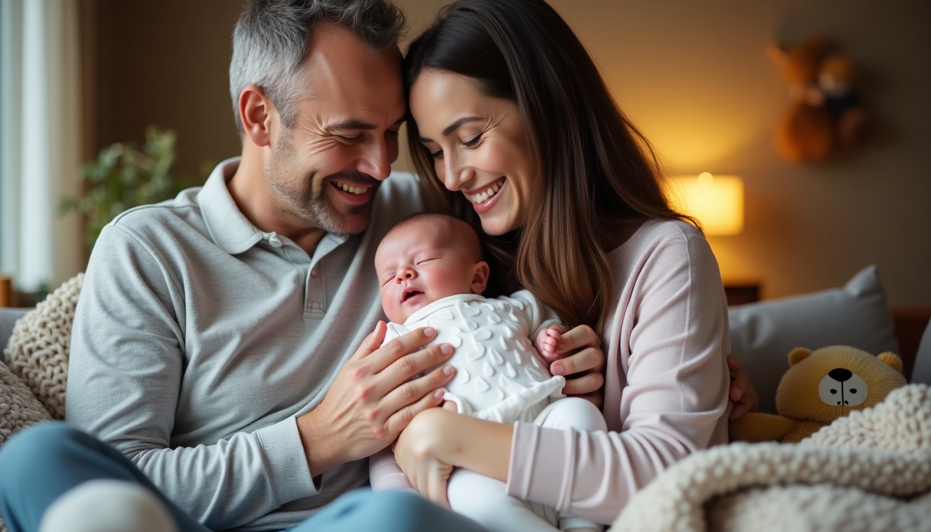 Family with newborn after successful fertility treatment