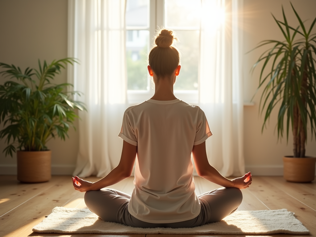 Woman practicing mindfulness in a quiet room
