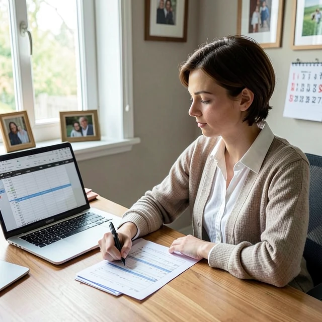 Woman planning finances for fertility preservation and treatments