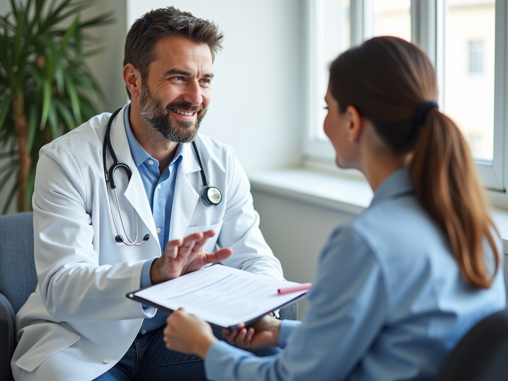 Doctor talking with a patient.
