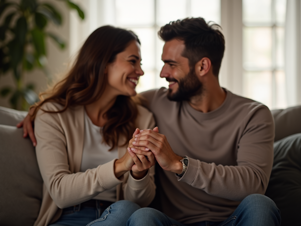 A couple supporting each other during their fertility journey.