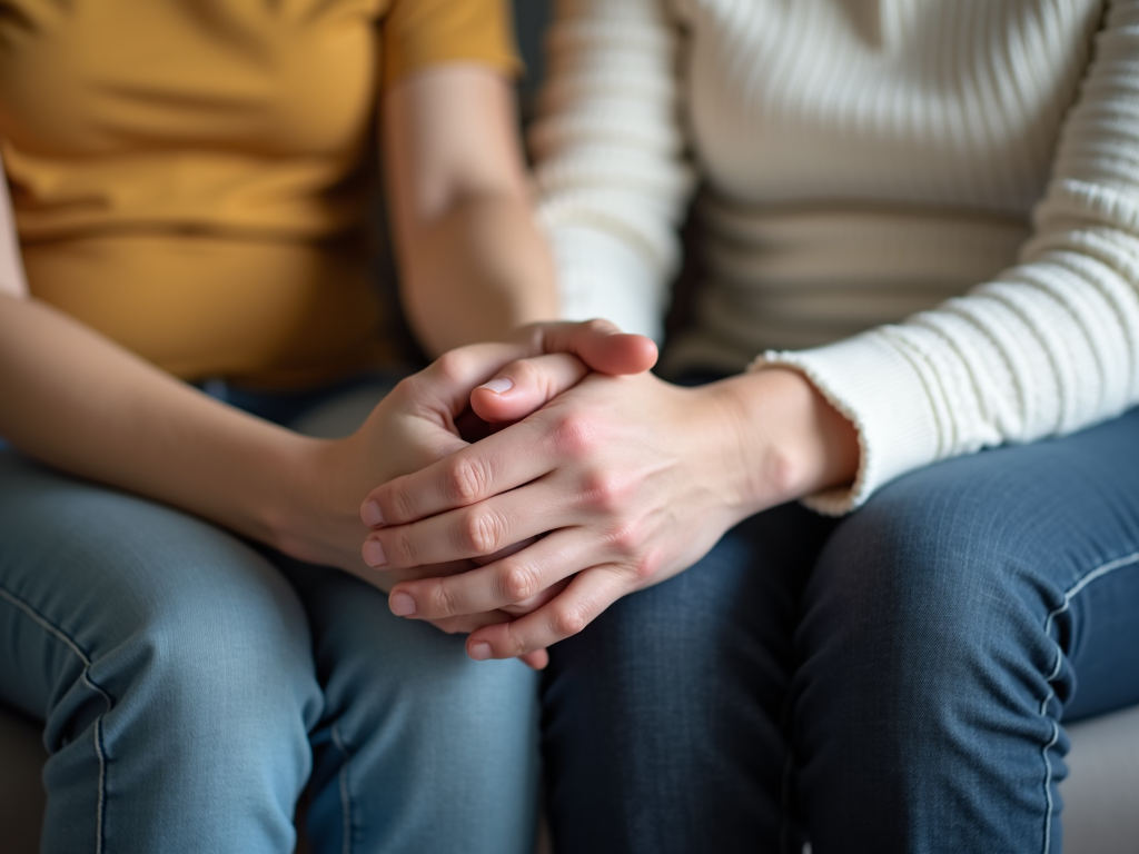 Couple in fertility clinic waiting room