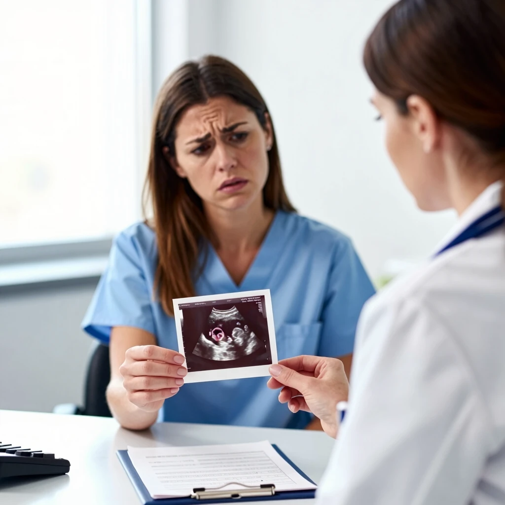 Woman discussing PCOS diagnosis with doctor