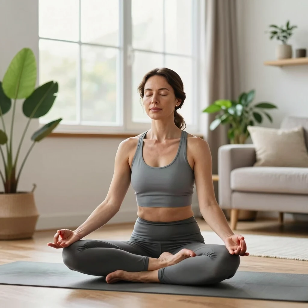 A woman practicing mindfulness meditation to manage stress during fertility treatments
